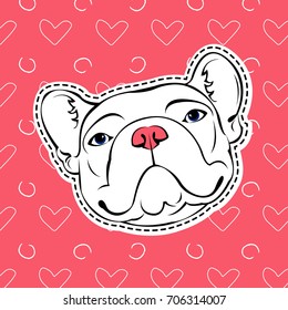 French Bulldog. Vector illustration for a card or poster. Print on clothes. Cute puppy. Pedigree dog.