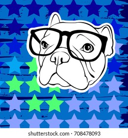 French Bulldog. Vector illustration for a card or poster. Print on clothes. Cute puppy. Pedigree dog.