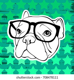 French Bulldog. Vector illustration for a card or poster. Print on clothes. Cute puppy. Pedigree dog.