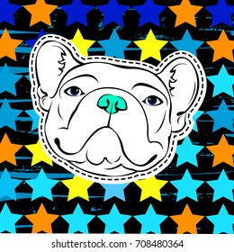 French Bulldog. Vector illustration for a card or poster. Print on clothes. Cute puppy. Pedigree dog.