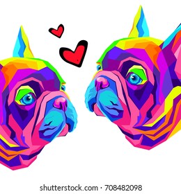 French Bulldog. Vector illustration for a card or poster. Print on clothes. Cute puppy. Pedigree dog.