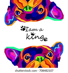 French Bulldog. Vector illustration for a card or poster. Print on clothes. Cute puppy. Pedigree dog.