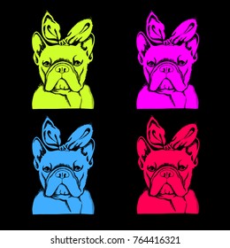 French Bulldog. Vector illustration for a card or poster. Print on clothes. Cute puppy. Pedigree dog.