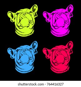 French Bulldog. Vector illustration for a card or poster. Print on clothes. Cute puppy. Pedigree dog.