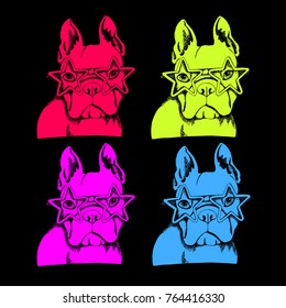 French Bulldog. Vector illustration for a card or poster. Print on clothes. Cute puppy. Pedigree dog.