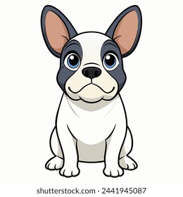 French bulldog vector illustration isolated on white background in cartoon style