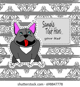 French Bulldog. Vector illustration for or poster. Print on clothes.