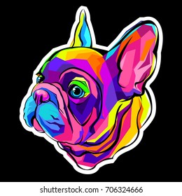 French Bulldog. Vector illustration for a poster. Cute puppy. Pedigree dog.