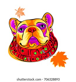 French Bulldog. Vector illustration for a poster. Cute puppy. Pedigree dog.