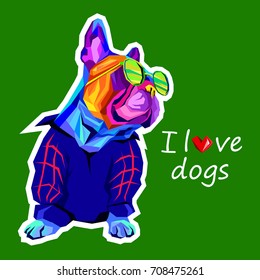 French Bulldog. Vector illustration for a poster. Cute puppy. Pedigree dog.