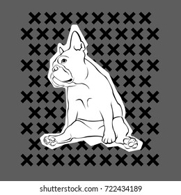 French Bulldog. Vector illustration for a poster. Cute puppy. Pedigree dog.