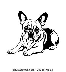 French Bulldog Vector isolated on white background, Dog Silhouettes, Design in black and white style