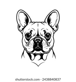 French Bulldog Vector isolated on white background, Dog Silhouettes, Design in black and white style