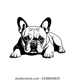 French Bulldog Vector isolated on white background, Dog Silhouettes, Design in black and white style