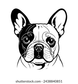 French Bulldog Vector isolated on white background, Dog Silhouettes, Design in black and white style