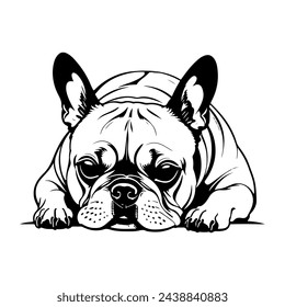 French Bulldog Vector isolated on white background, Dog Silhouettes, Design in black and white style