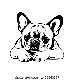 French Bulldog Vector isolated on white background, Dog Silhouettes, Design in black and white style