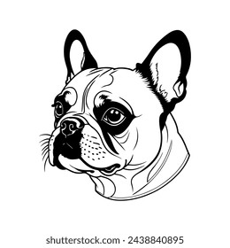 French Bulldog Vector isolated on white background, Dog Silhouettes, Design in black and white style