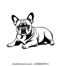 French Bulldog Vector isolated on white background, Dog Silhouettes, Design in black and white style