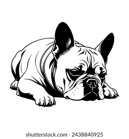 French Bulldog Vector isolated on white background, Dog Silhouettes, Design in black and white style