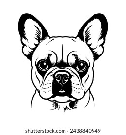 French Bulldog Vector isolated on white background, Dog Silhouettes, Design in black and white style