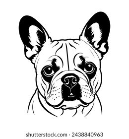 French Bulldog Vector isolated on white background, Dog Silhouettes, Design in black and white style