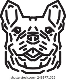 French Bulldog vector line drawing illustration.