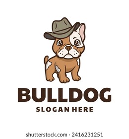 French Bulldog Wearing Cowboy Head Logo Design