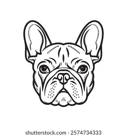 French Bulldog's Head. French Bulldog abstract and minimalist lineart design. French Bulldog Vector illustration.