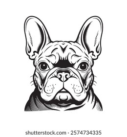 French Bulldog's Head. French Bulldog abstract and minimalist lineart design. French Bulldog Vector illustration.