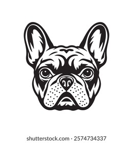 French Bulldog's Head. French Bulldog abstract and minimalist lineart design. French Bulldog Vector illustration.