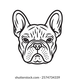 French Bulldog's Head. French Bulldog abstract and minimalist lineart design. French Bulldog Vector illustration.