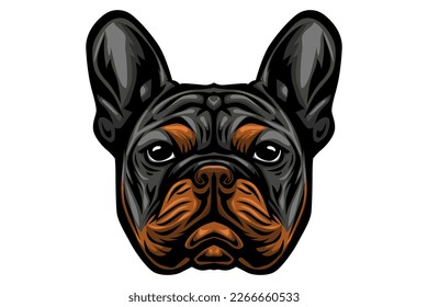 french bulldog's heads illustration vector