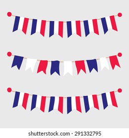 French buntings garlands isolated on grey background. Vector illustration.