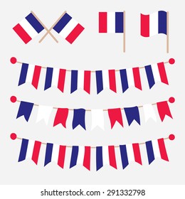 French buntings garlands isolated on grey background. Vector illustration.