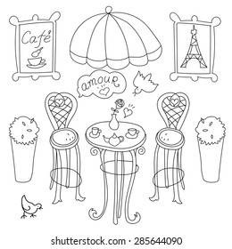 French cafe doodles.