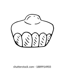 Französischer Kuchenbrioche, Vektorgrafik, handgezeichnet, Dodorgrafik