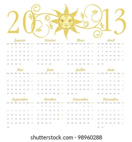 French calendar for 2013 with decorative header
