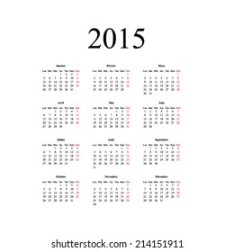 French calendar 2015