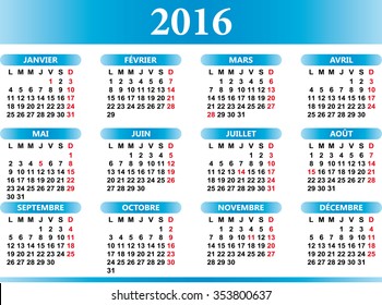 French calendar 2016