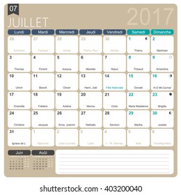 French calendar 2017