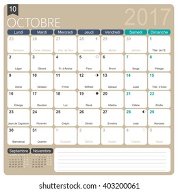 French calendar 2017