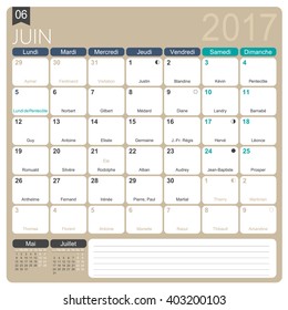 French calendar 2017