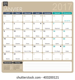 French calendar 2017