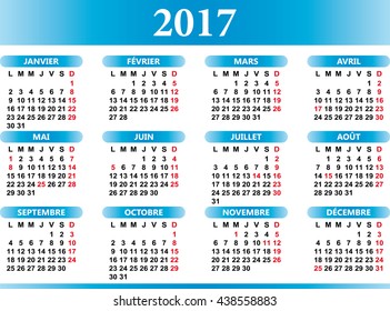 French calendar 2017 with festivities
