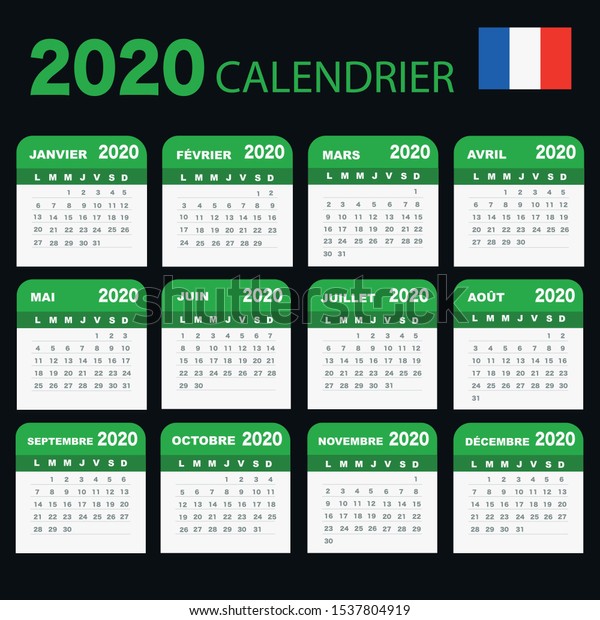 French Calendar Year Week Starts Stock Vector Royalty Free
