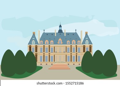 French Castle And French Garden  Illustration