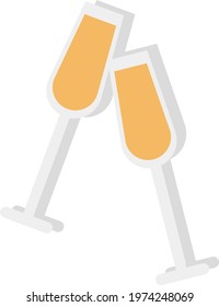 French champagne in bottle, icon illustration, vector on white background