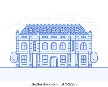 French Chateau vector icon. Architecture of medieval building