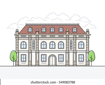 French Chateau Vector Icon. Architecture Of Medieval Building